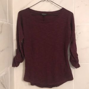 maroon rolled sleeve top